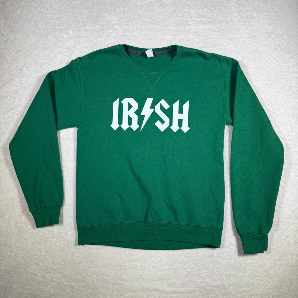 Irish Shamrock Crewneck Sweatshirt Green Size S Fruit of the Loom Mens